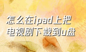 怎么在ipad上把电视剧下载到u盘