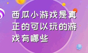 西瓜小游戏是真正的可以玩的游戏有哪些