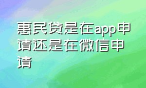 惠民贷是在app申请还是在微信申请