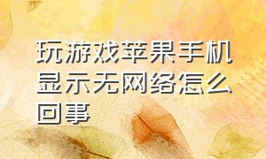 玩游戏苹果手机显示无网络怎么回事