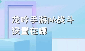 龙吟手游pk战斗设置在哪