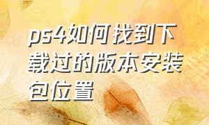 ps4如何找到下载过的版本安装包位置