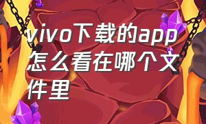 vivo下载的app怎么看在哪个文件里