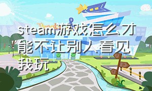 steam游戏怎么才能不让别人看见我玩