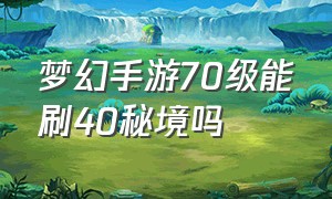 梦幻手游70级能刷40秘境吗