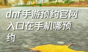 dnf手游预约官网入口在手机哪预约