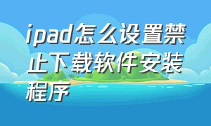 ipad怎么设置禁止下载软件安装程序