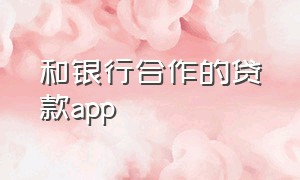 和银行合作的贷款app