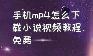 手机mp4怎么下载小说视频教程免费