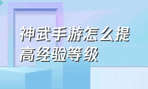 神武手游怎么提高经验等级