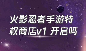 火影忍者手游特权商店v1 开启吗