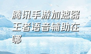 腾讯手游加速器王者语音辅助在哪