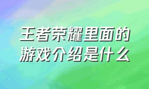 王者荣耀里面的游戏介绍是什么