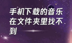 手机下载的音乐在文件夹里找不到