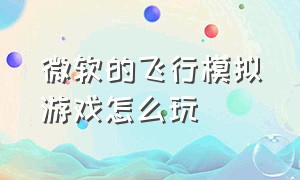 微软的飞行模拟游戏怎么玩