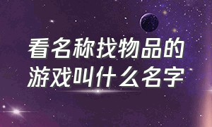 看名称找物品的游戏叫什么名字