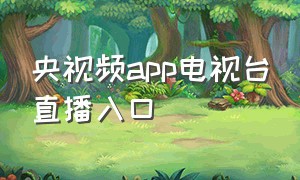 央视频app电视台直播入口