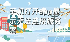 手机打开app显示无法连接服务器