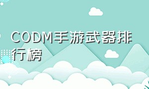 CODM手游武器排行榜