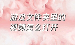 游戏文件夹里的视频怎么打开