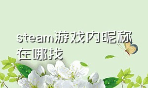 steam游戏内昵称在哪找