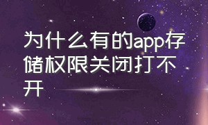 为什么有的app存储权限关闭打不开