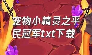 宠物小精灵之平民冠军txt下载