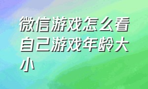 微信游戏怎么看自己游戏年龄大小