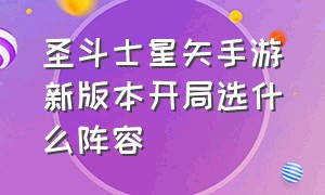 圣斗士星矢手游新版本开局选什么阵容