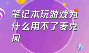 笔记本玩游戏为什么用不了麦克风