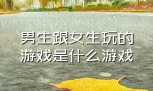 男生跟女生玩的游戏是什么游戏