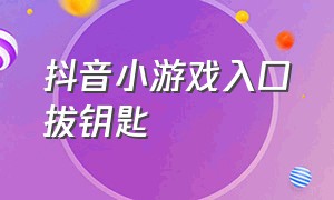 抖音小游戏入口拔钥匙