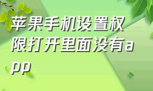 苹果手机设置权限打开里面没有app