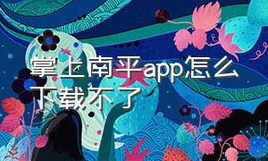 掌上南平app怎么下载不了