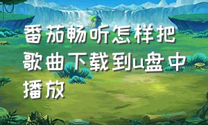 番茄畅听怎样把歌曲下载到u盘中播放