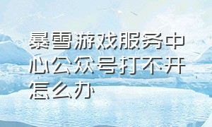 暴雪游戏服务中心公众号打不开怎么办