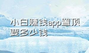 小白赚钱app置顶要多少钱