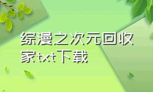 综漫之次元回收家txt下载