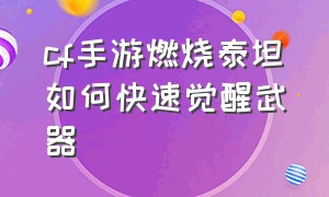 cf手游燃烧泰坦如何快速觉醒武器