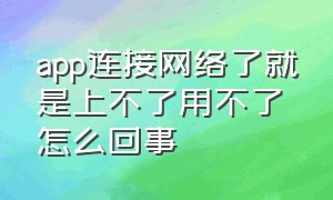 app连接网络了就是上不了用不了怎么回事