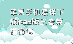 苹果手机怎样下载ipad版王者荣耀微信