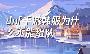 dnf手游韩服为什么不能组队