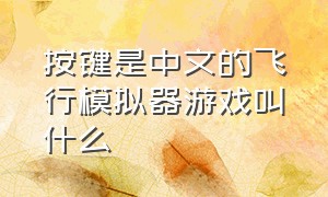 按键是中文的飞行模拟器游戏叫什么