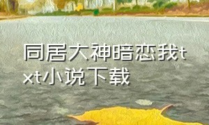 同居大神暗恋我txt小说下载