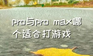 pro与pro max哪个适合打游戏