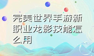 完美世界手游新职业龙影技能怎么用