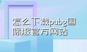 怎么下载pubg国际服官方网站