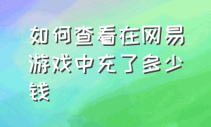 如何查看在网易游戏中充了多少钱