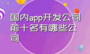 国内app开发公司前十名有哪些公司