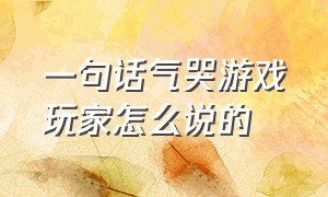 一句话气哭游戏玩家怎么说的